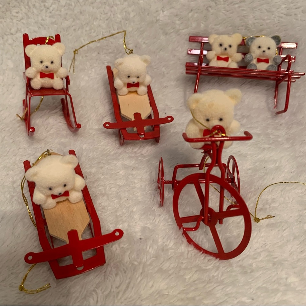 Miniature teddy bear Christmas ornaments by Avon